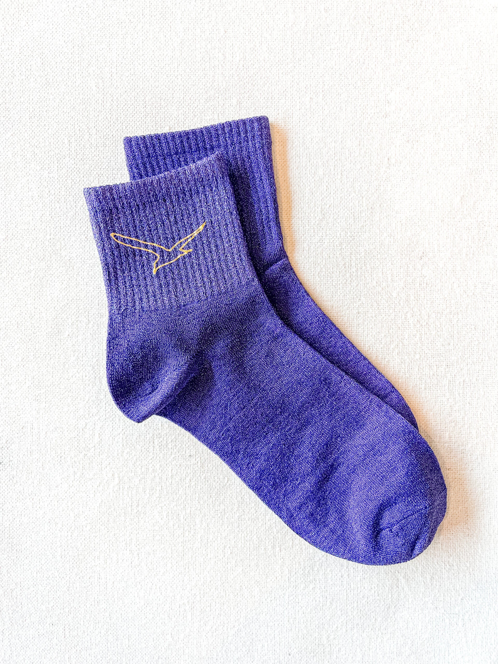 Chaussettes à paillettes violet Annwenn