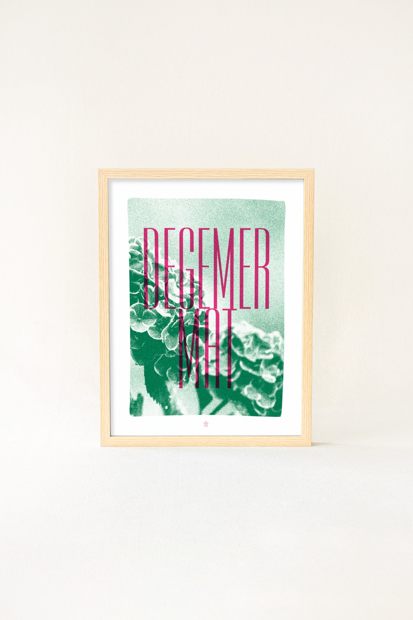 Affiche Aël “Degemer Mat” – Vert & Rose – Hortensias bretons (30x40 cm)