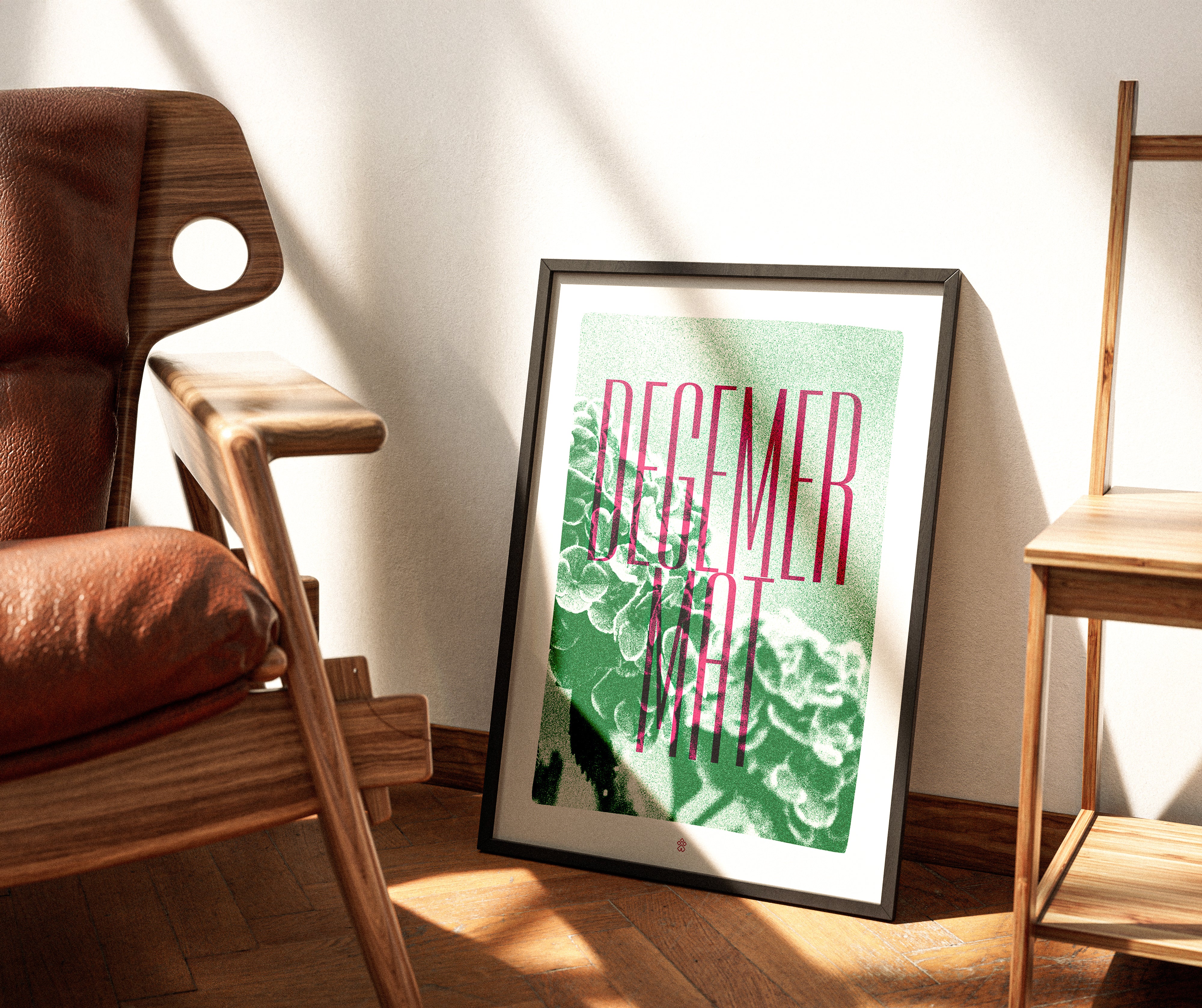 Affiche Aël “Degemer Mat” – Vert & Rose – Hortensias bretons (30x40 cm)