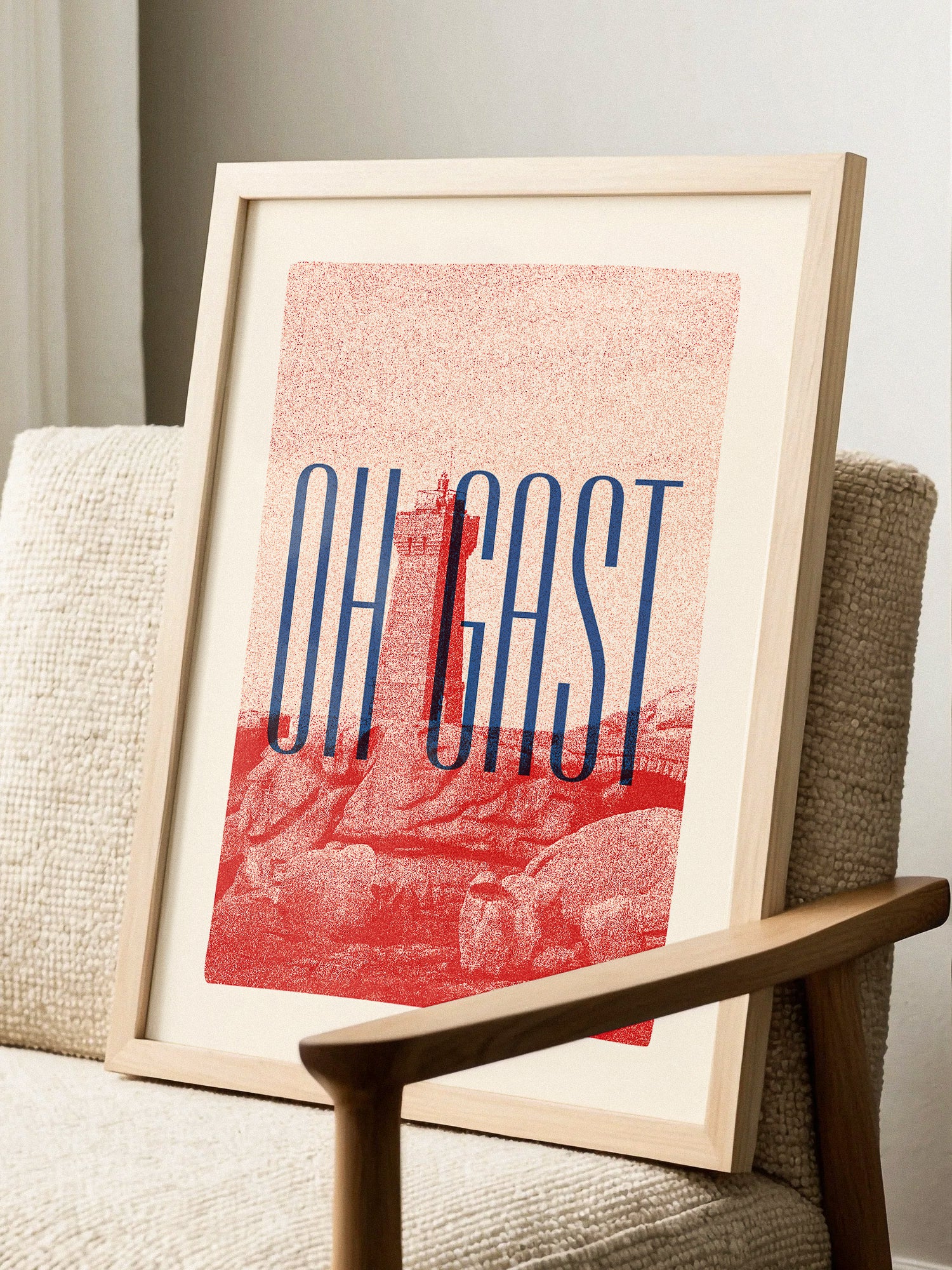 Affiche Aël “Oh Gast” – Phare breton stylisé rouge (30x40)