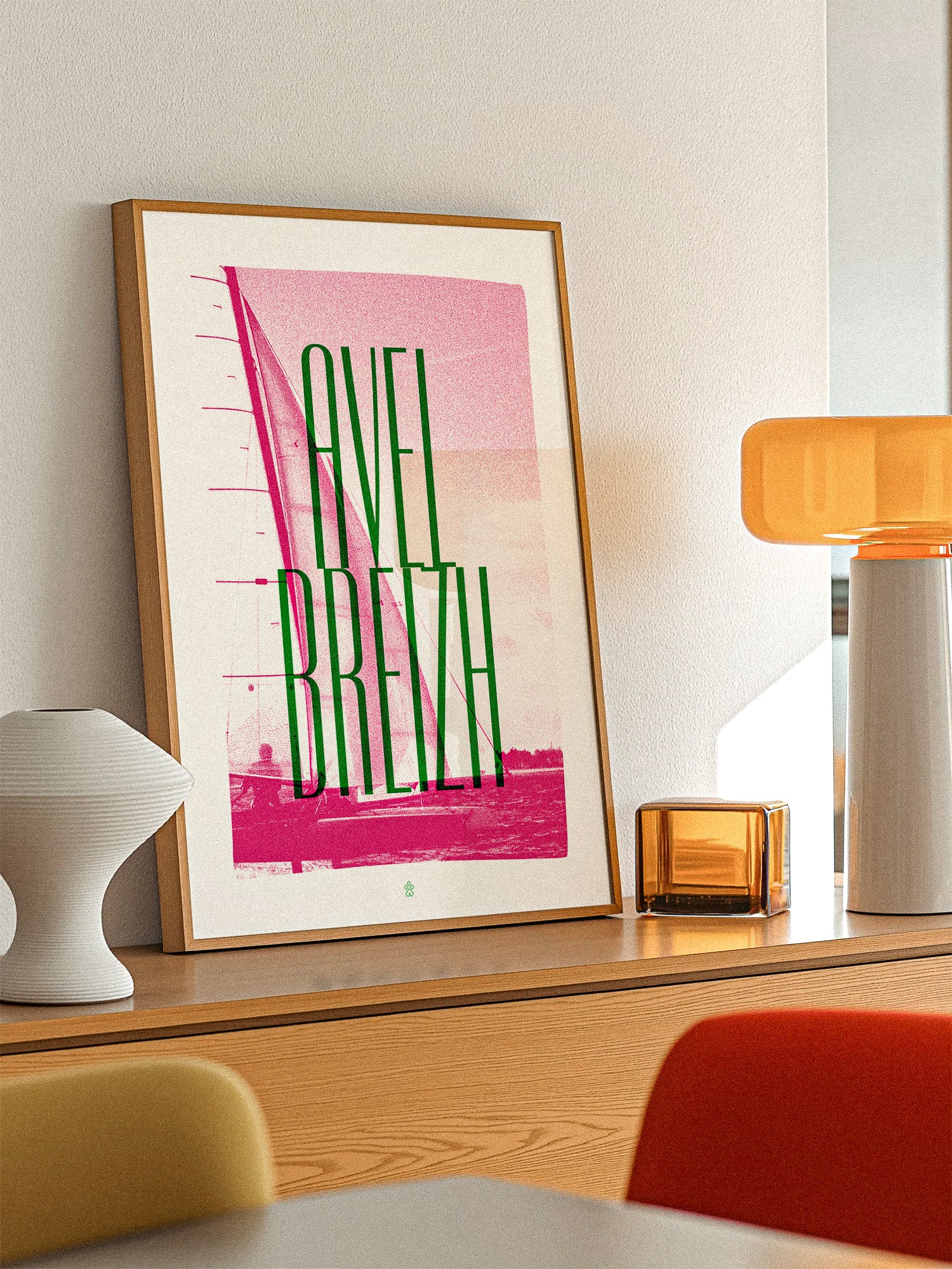 Affiche Aël “Avel Breizh” – Rose & Vert –  (30x40 cm)