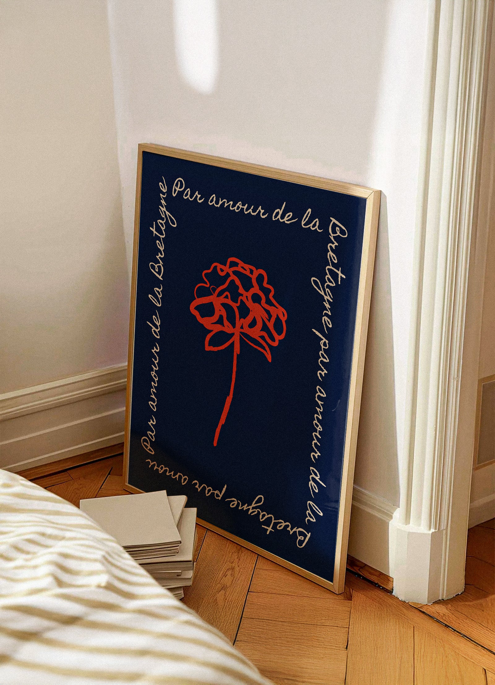 Affiche Mathurin “Par Amour de la Bretagne” – Rouge et bleue - Hortensia (30x40)