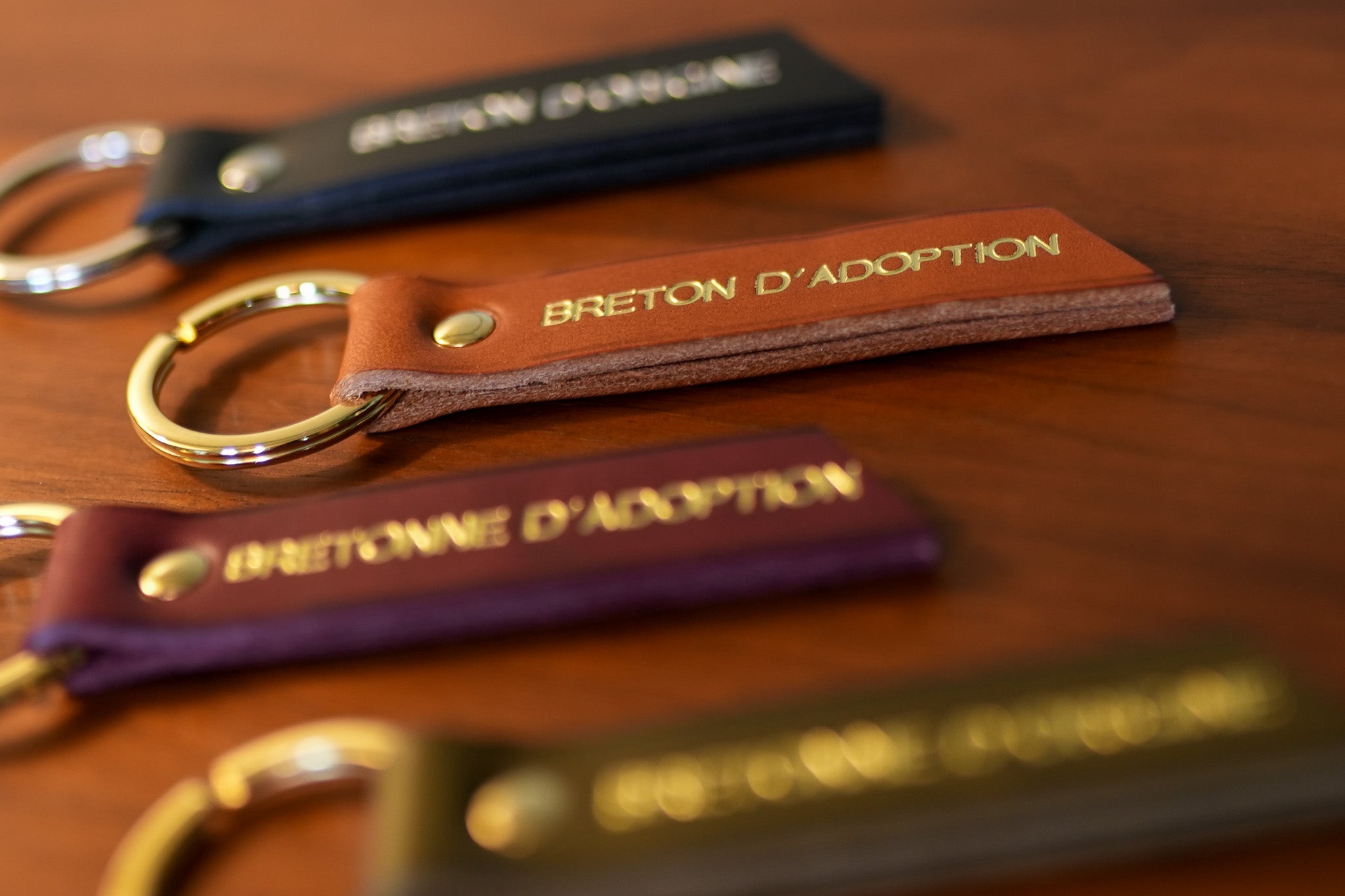 Porte clé en cuir noir 