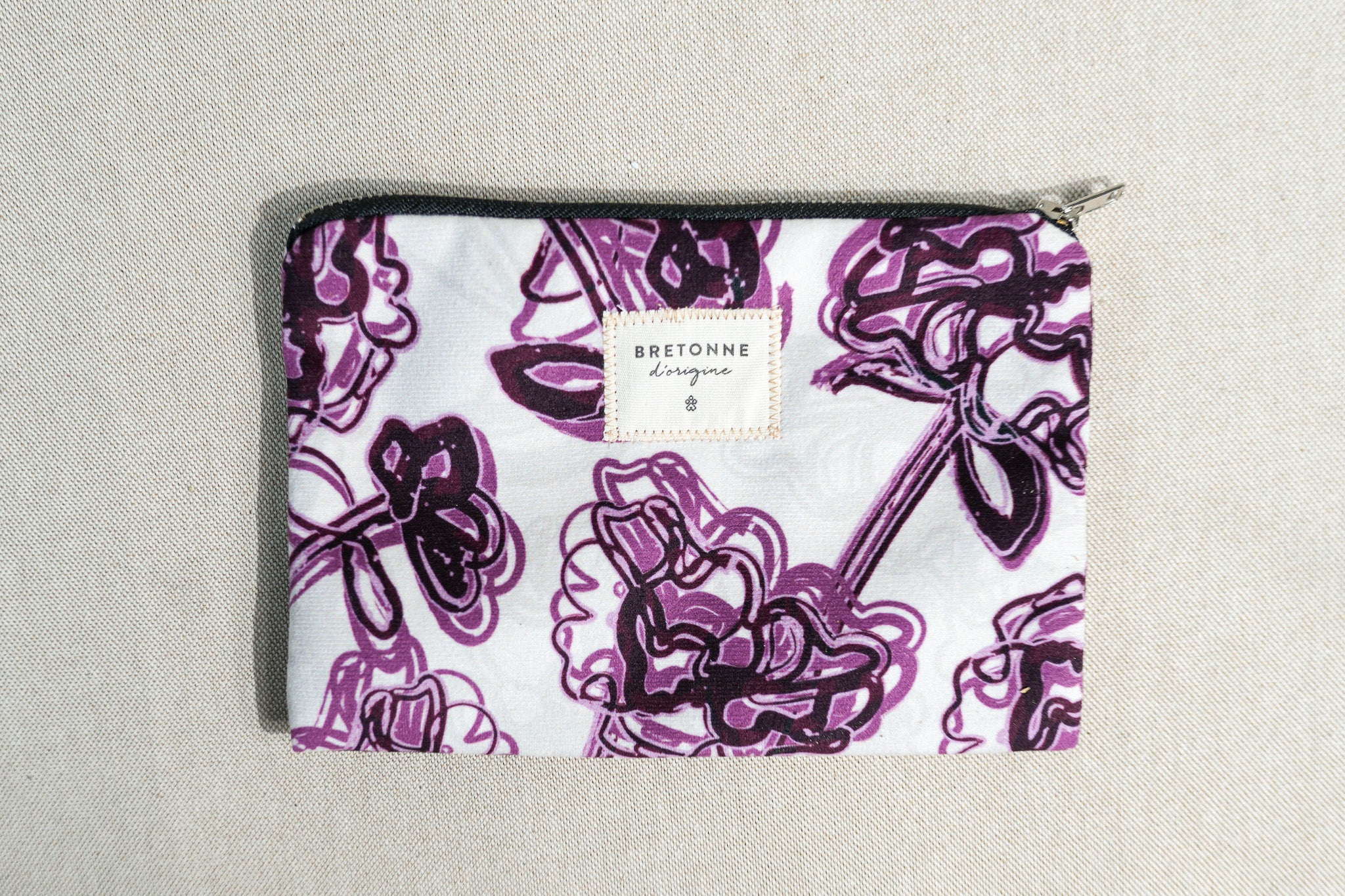 Pochette en velours – Hortensias - Inspiration bretonne