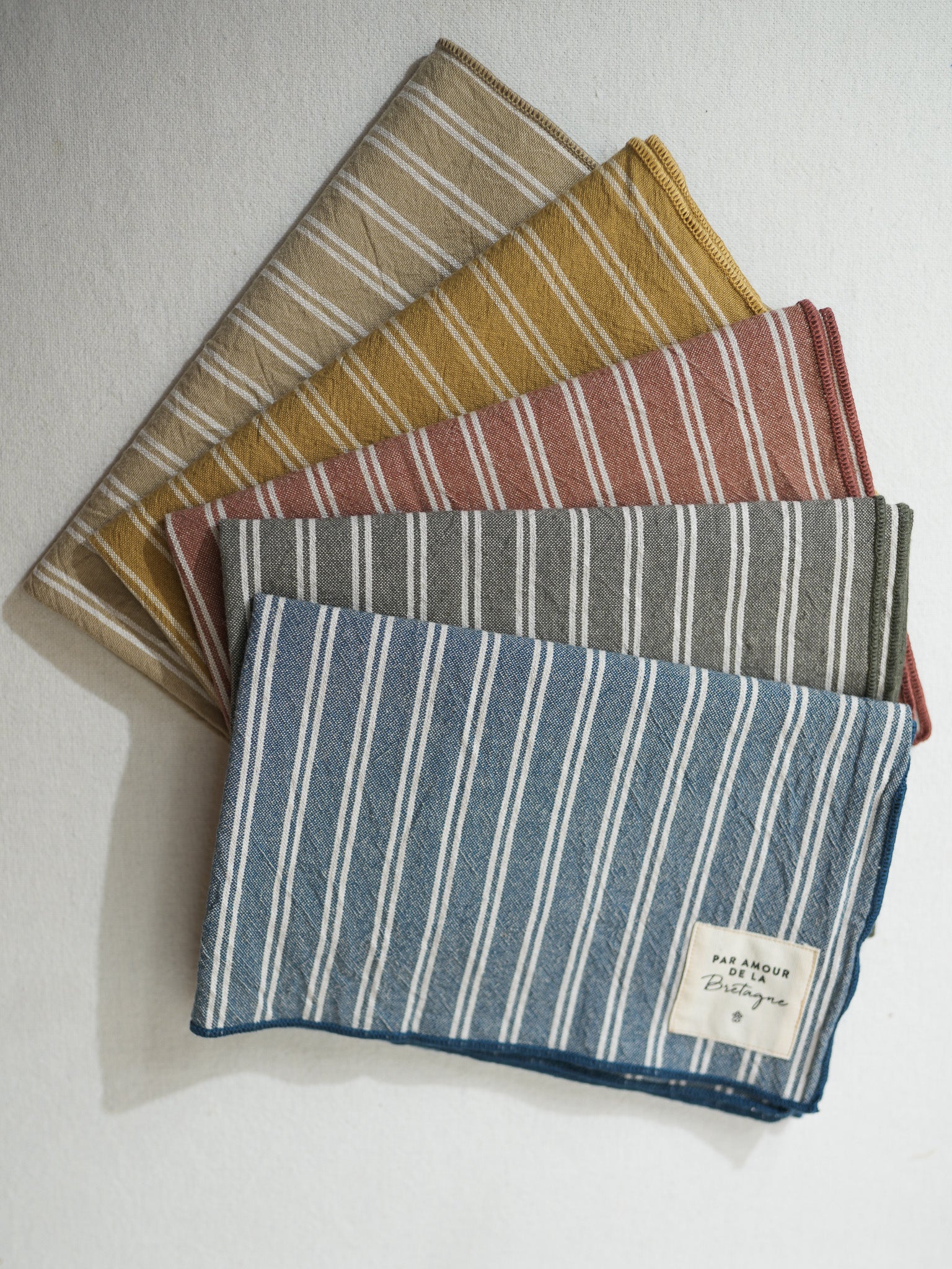 Torchons rayés en coton lavé "Malou"
