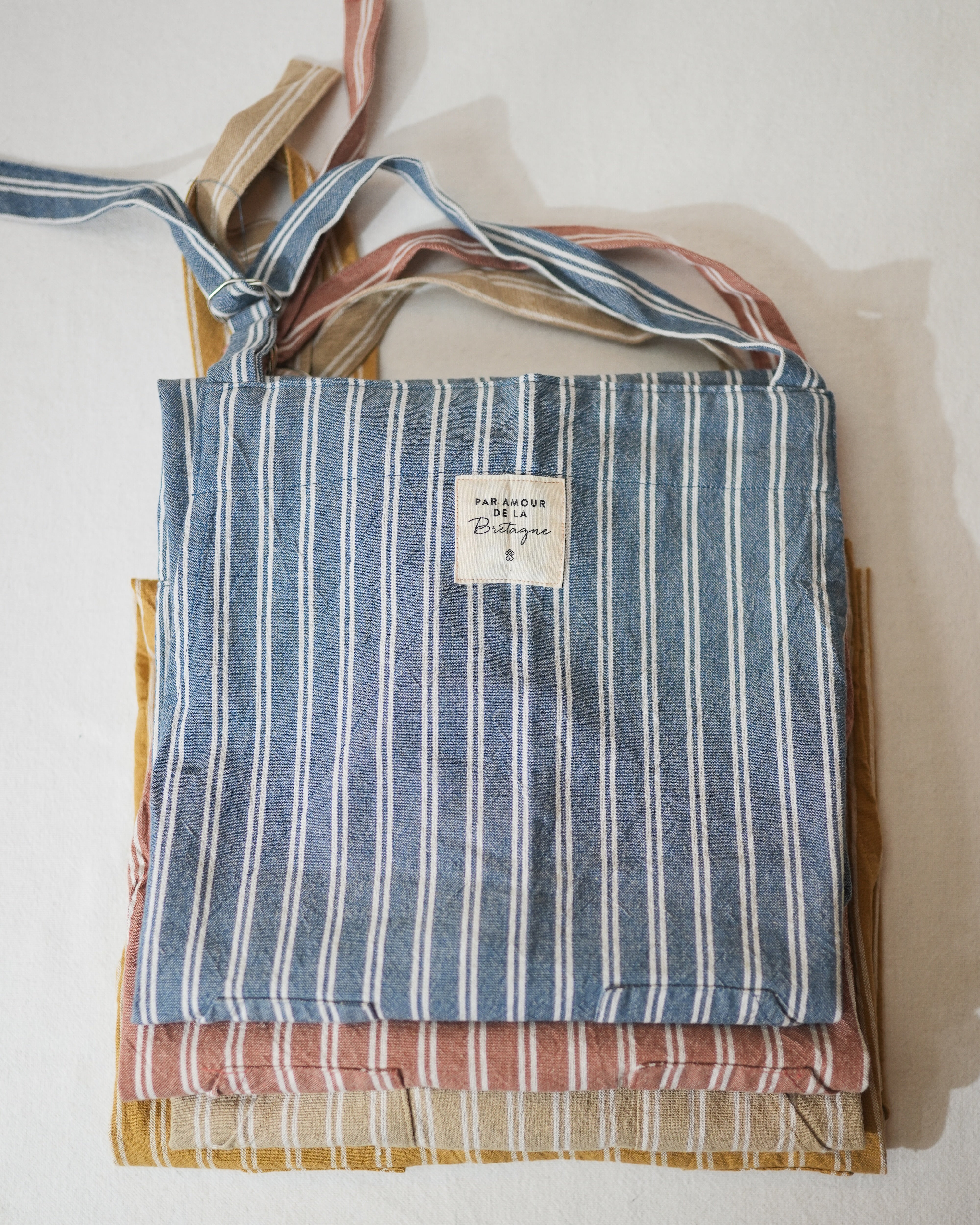 Tablier rayé  "Par amour de la Bretagne" Ysatis Bleu Marine