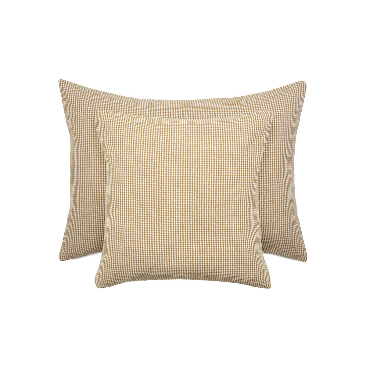 Coussin Vichy en coton lavé Kaki