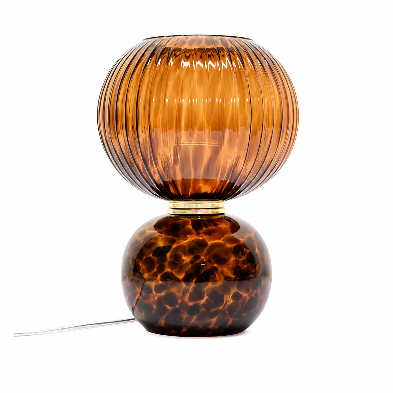 Lampe en verre ambré motif léopard