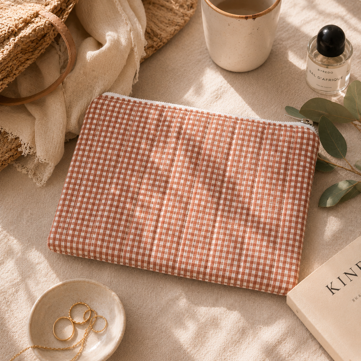 Pochette vichy en coton 24x18cm