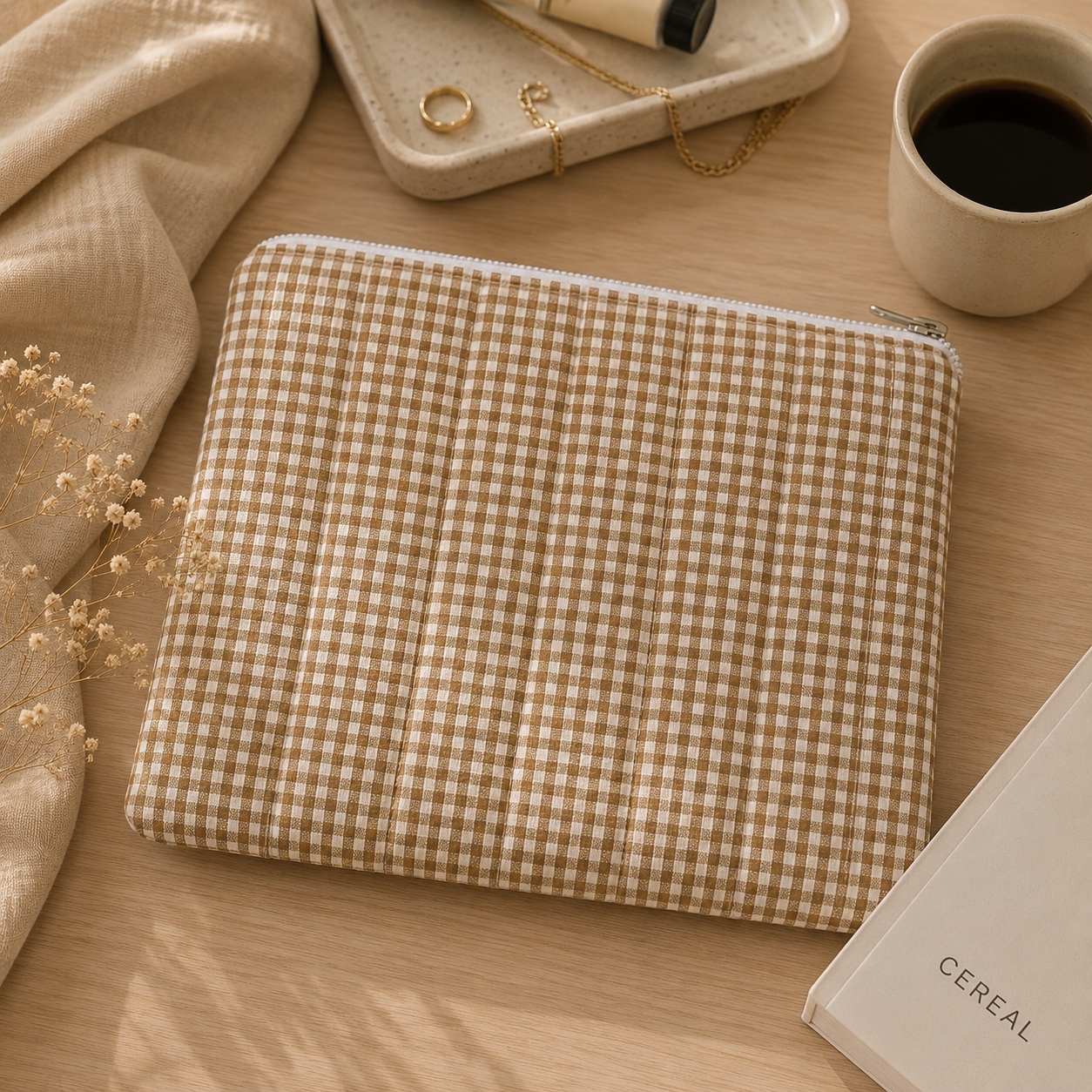 Pochette vichy en coton 24x18cm
