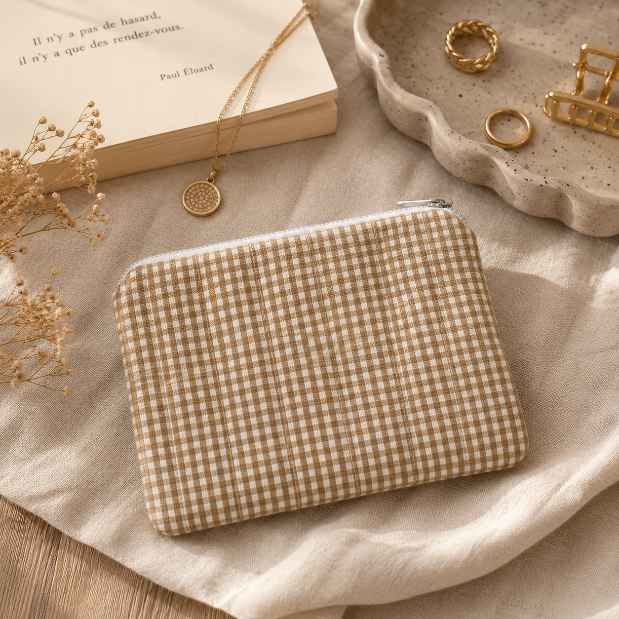 Pochette vichy en coton 13x17cm