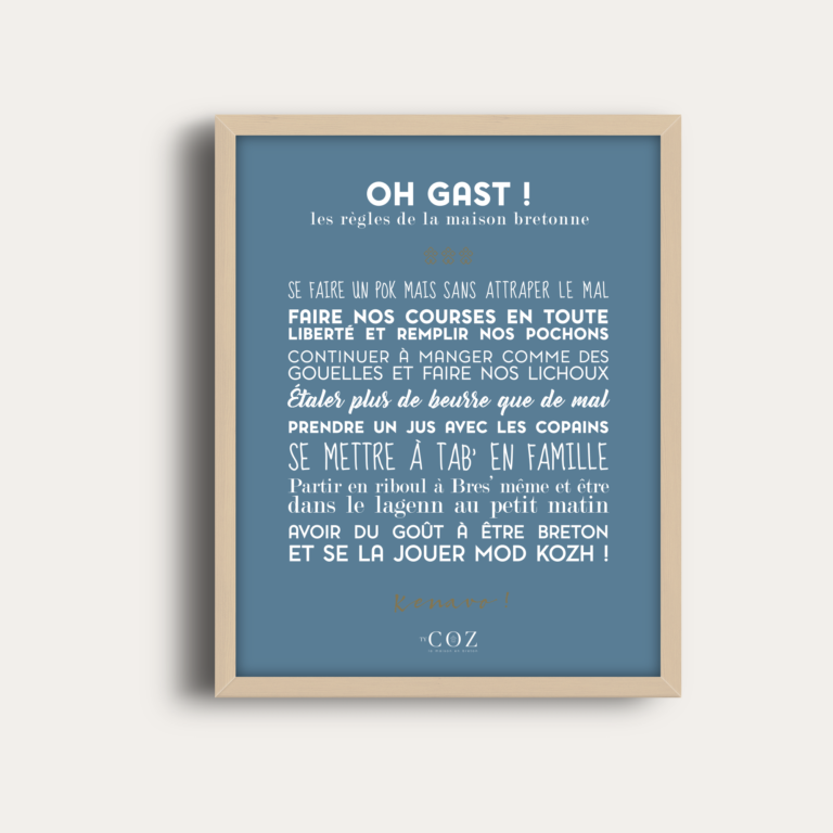 Affiche règles maison bretonne bleu TY COZ
